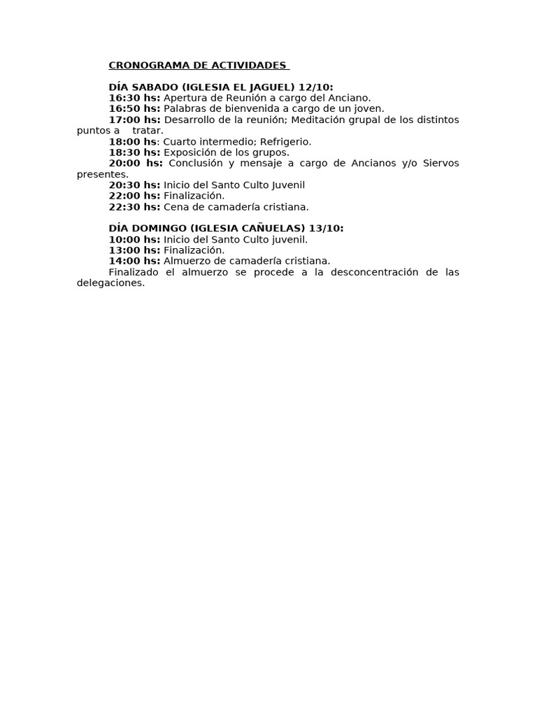 Cronograma Interactivo de Actividades | PDF