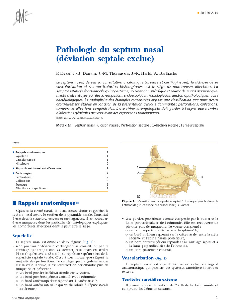 Pathologies du septum nasal détaillées | PDF | Artère | Biopsie