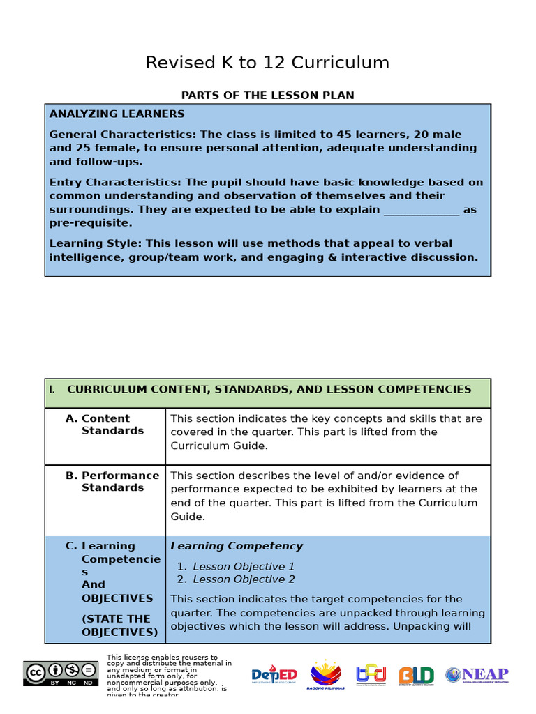 K-12 Lesson Plan Framework Guide | PDF | Learning | Curriculum