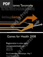 Serious Games Taxonomy 2008 