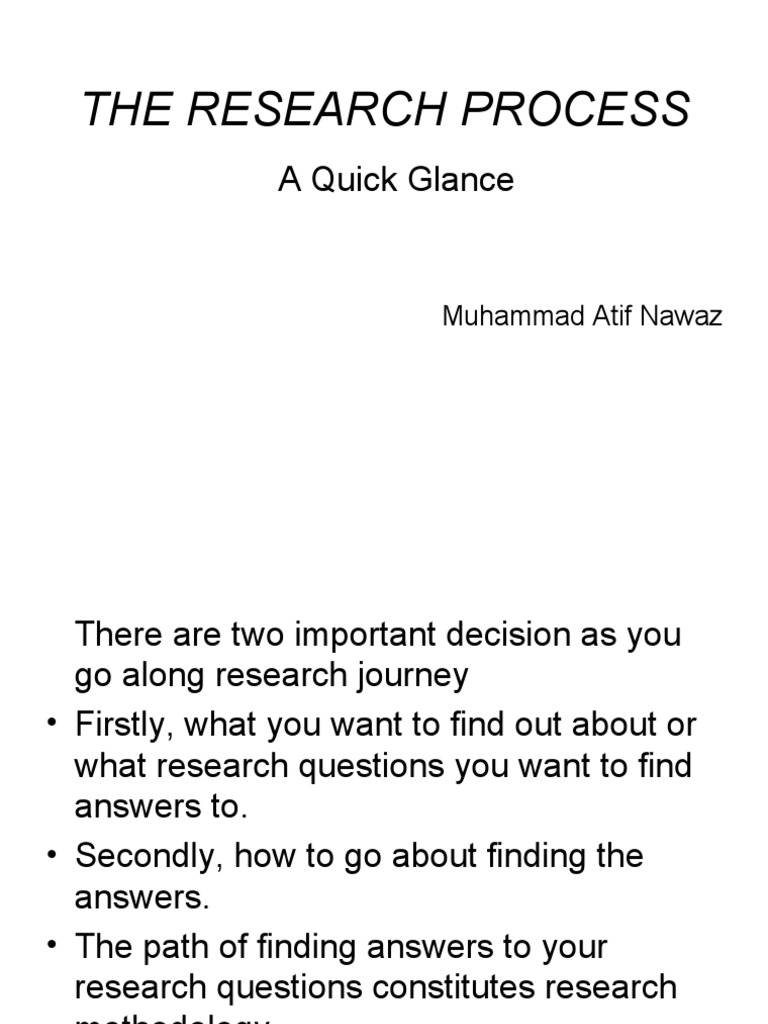 The Process of Research, A Quick Glance | PDF | Qualitative Research ...