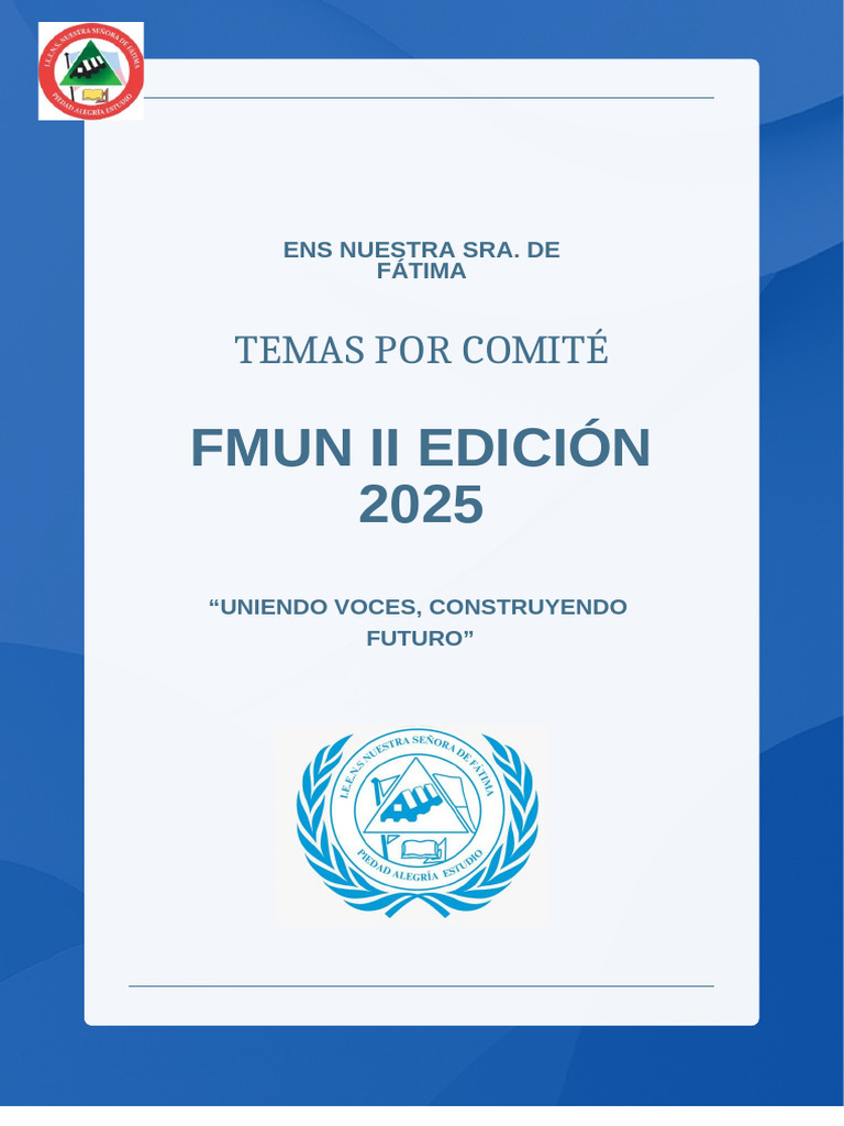 FMUN 2025: Temas y Comités Clave | PDF | Franja de Gaza | Naciones Unidas