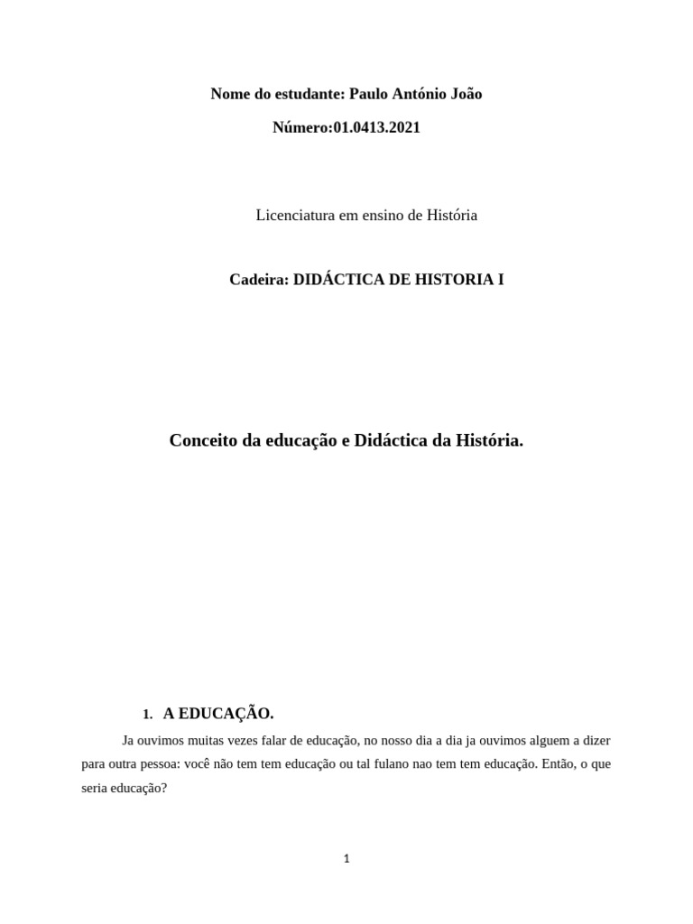 Didática da História: Conceitos e Práticas | PDF | Pedagogia | Aprendizado