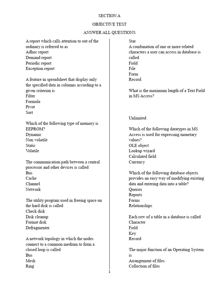 ICT Practical Test Questions | PDF | Computer Memory | Network Topology
