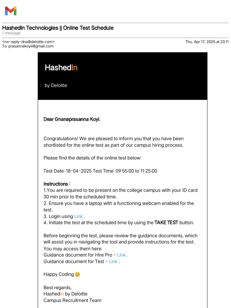 HashedIn Online Test Schedule 2025 | PDF