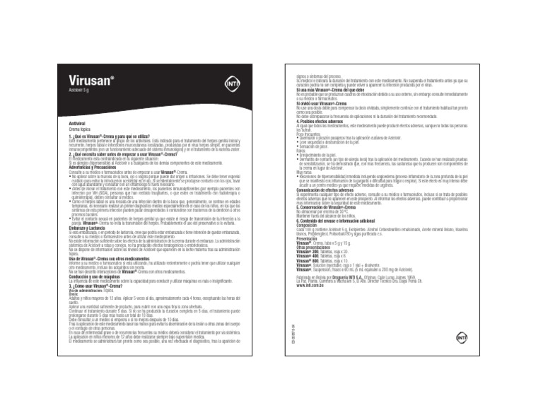 Uso y Dosis de Virusan®-Crema | PDF | Alergia | Efecto adverso