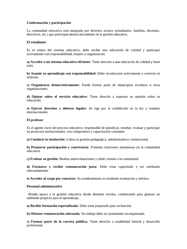 Roles en la Comunidad Educativa | PDF