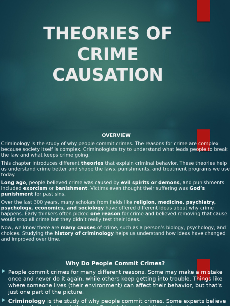 Theories Explaining Crime Causation | PDF | Crimes | Crime & Violence
