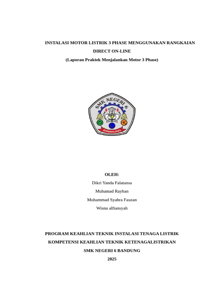 Instalasi Motor Listrik 3 Phase Menggunakan Rangkaian | PDF