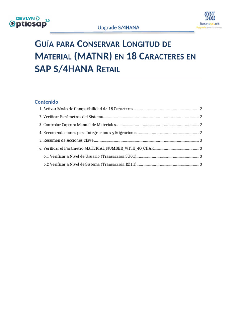 Conservar MATNR en 18 Caracteres en S/4HANA | PDF | Informática ...