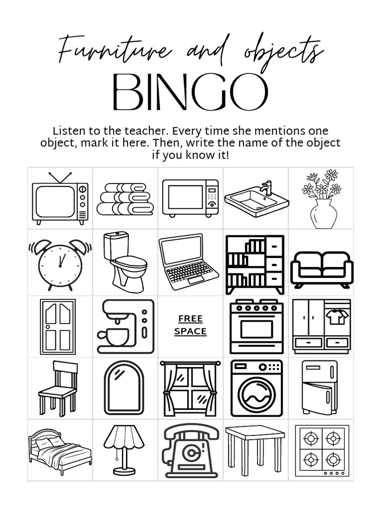 Bingo Game for Furniture Objects | PDF