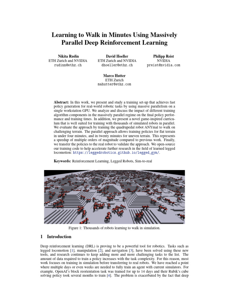 Fast Robot Walking via Parallel RL | PDF | Parallel Computing | Simulation