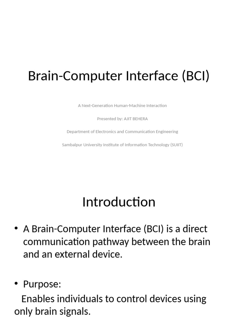 Brain Computer Interface BCI Presentation | PDF