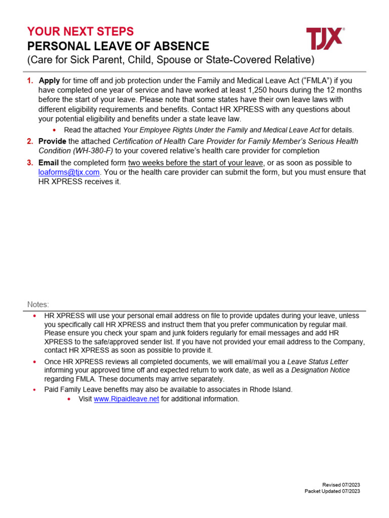 FMLA Leave Request Guide for Employees | PDF | Family And Medical Leave ...