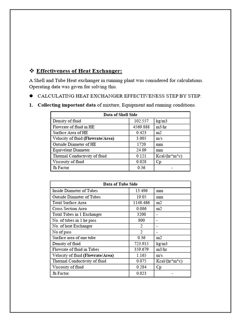Heat Exchanger Effectiveness Calculation Guide | PDF | Heat Exchanger ...