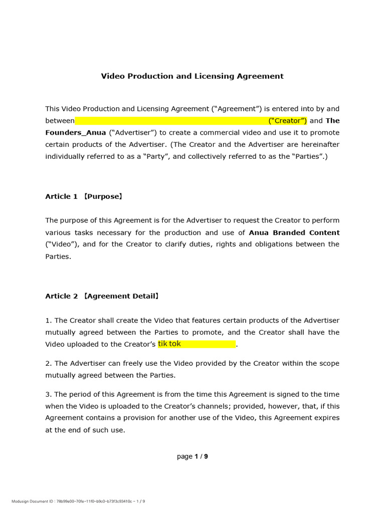 Video Production Licensing Agreement | PDF | Breach Of Contract | Copyright