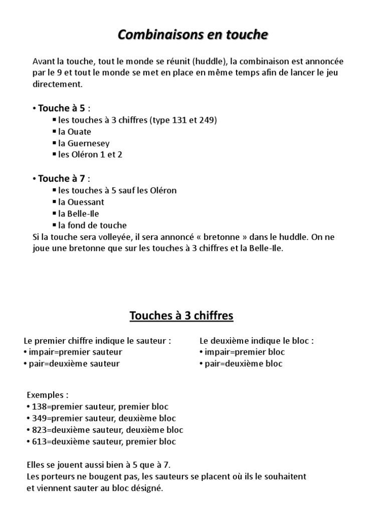 Combinaisons de Touche au Rugby | PDF | Des sports | Rugby à XV
