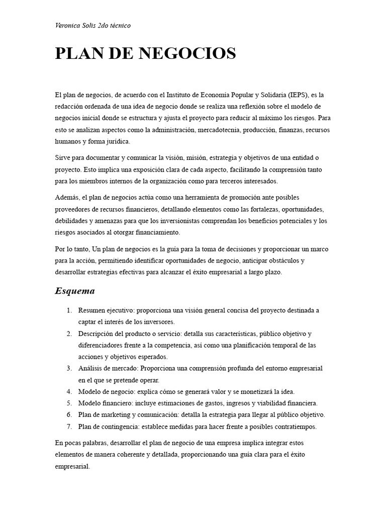 Guía para Elaborar un Plan de Negocios | PDF