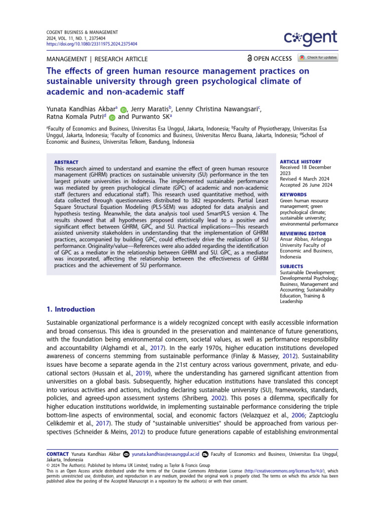Green HRM's Impact on Sustainable Universities | PDF | Sustainability ...