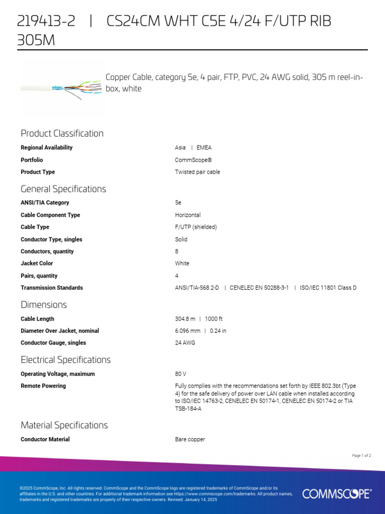 219413-2 Commscope Datasheet | PDF | Electrical Engineering | Electricity