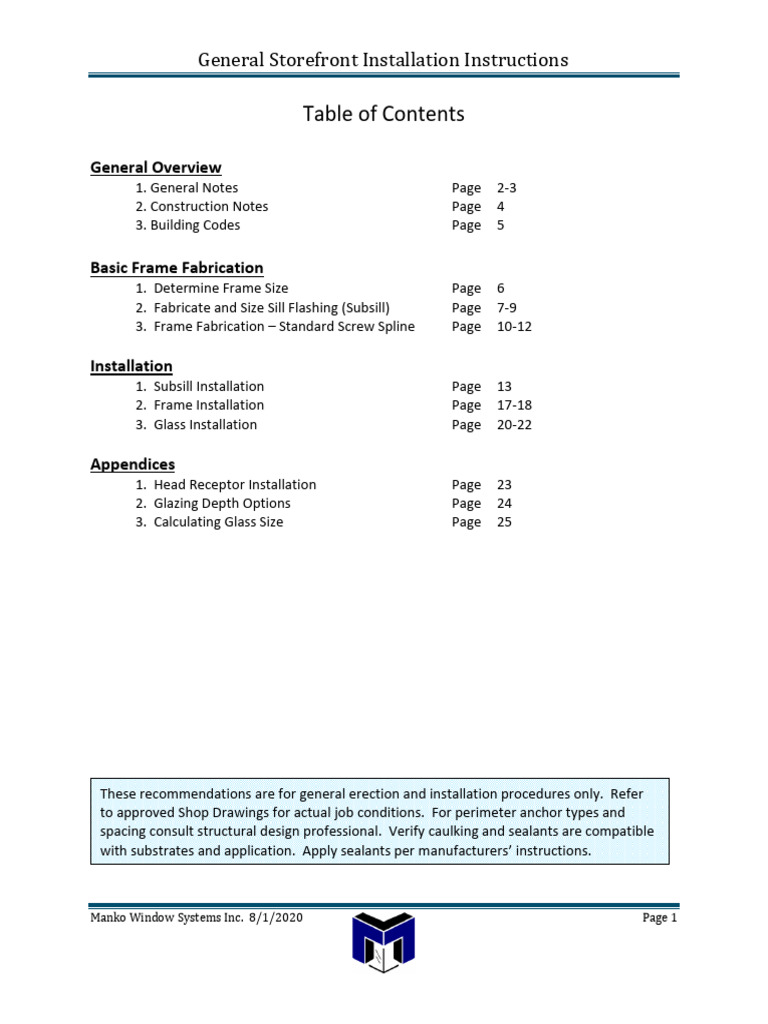 Storefront Installation Guidelines | PDF | Door | Drawing