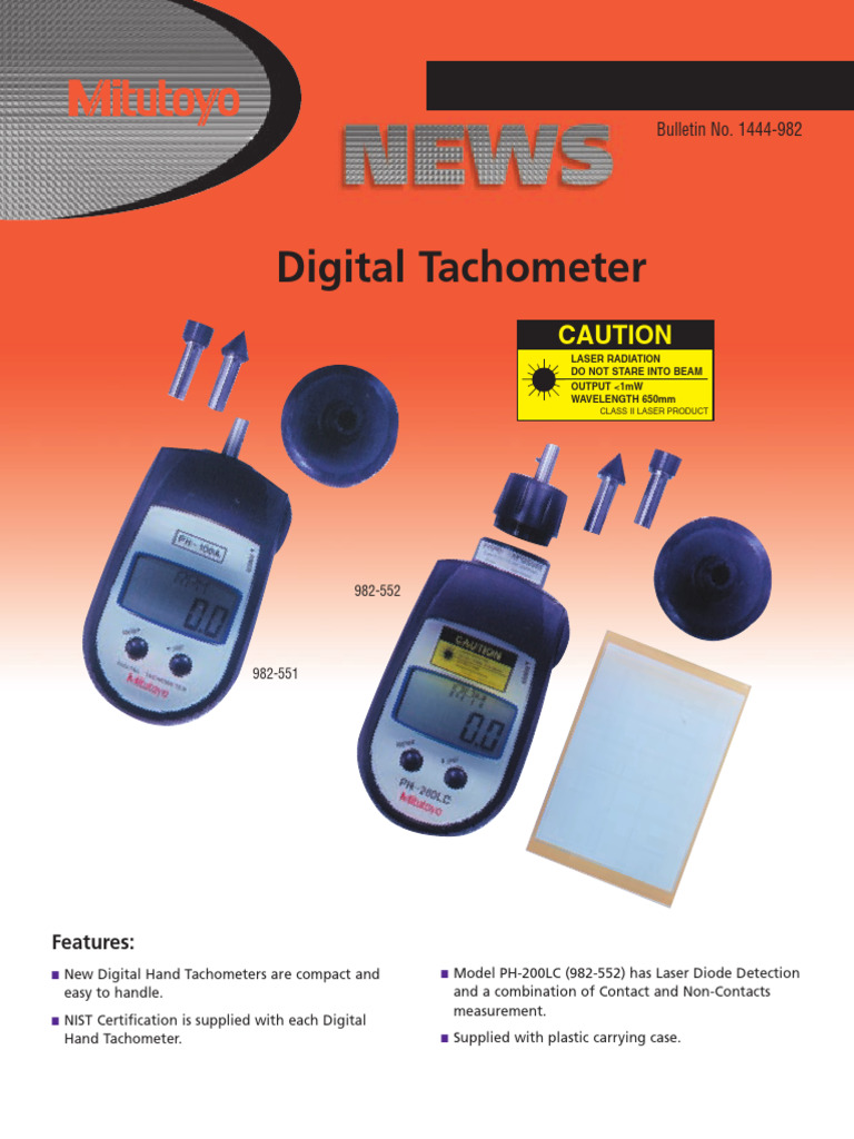 Mitutoyo Digital Tachometers | PDF | Glass Engineering And Science | Atomic