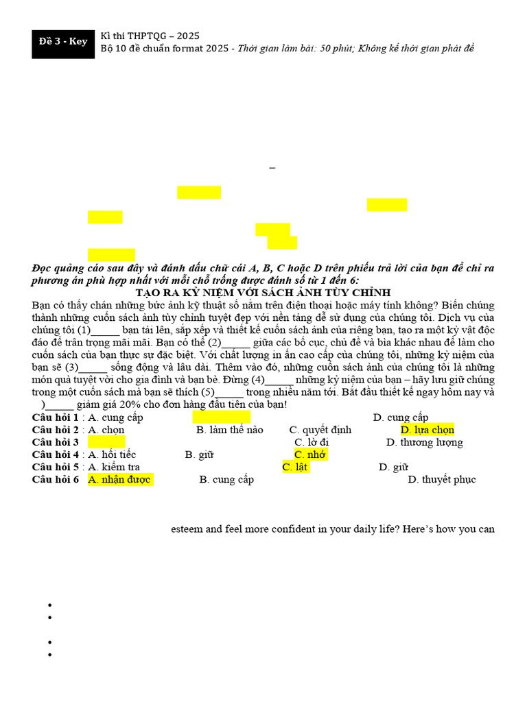 Đề 3 - Key | PDF