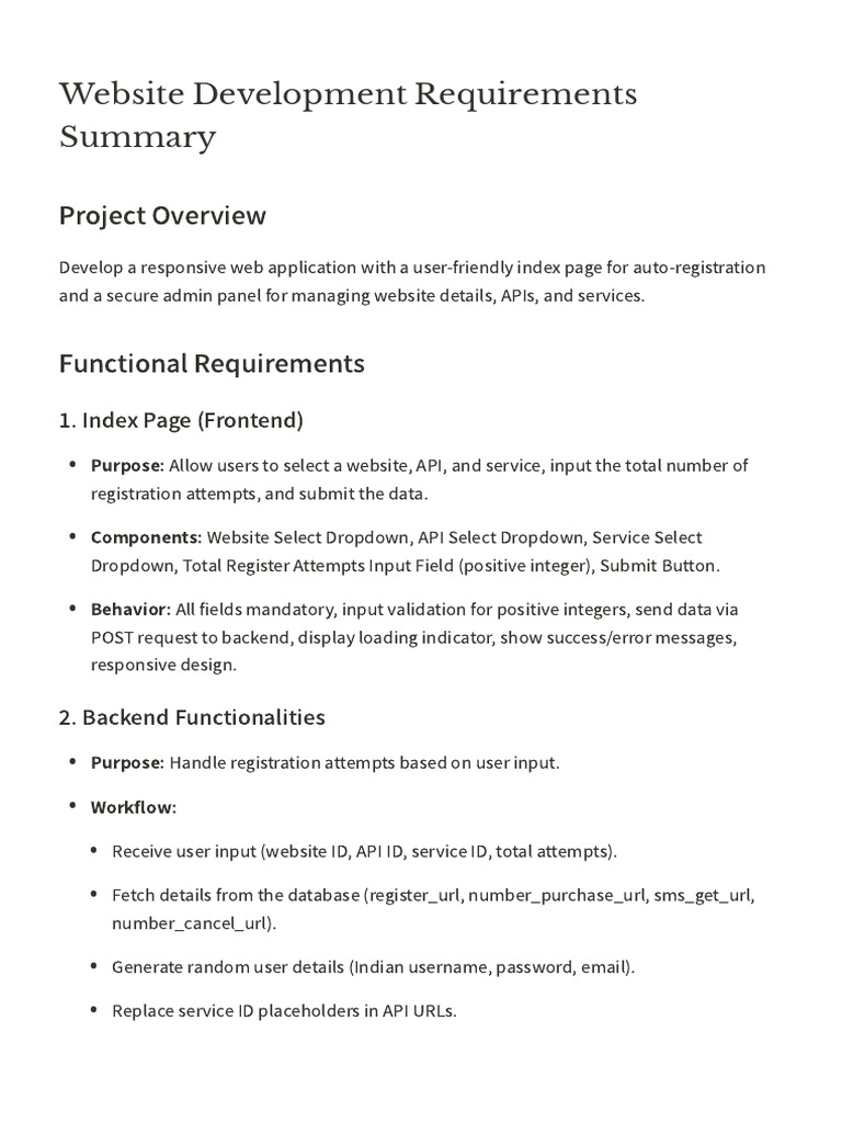 Web App Development Requirements Guide | PDF | Databases | Web Development