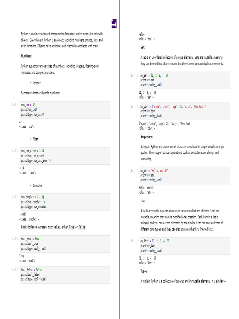 Python Data Types Overview | PDF | Boolean Data Type | Computer Programming