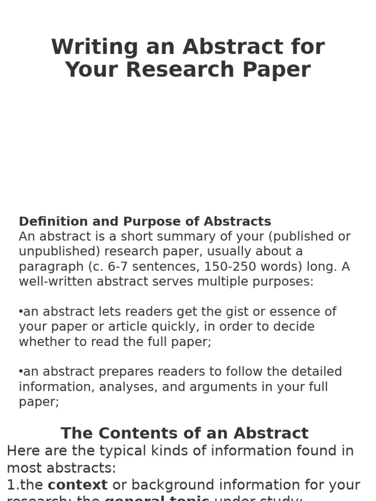 Writing Effective Research Paper Abstracts | PDF | Abstract (Summary ...