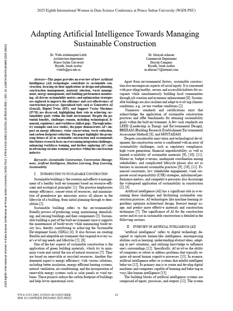 AI in Sustainable Construction Management | PDF | Artificial ...
