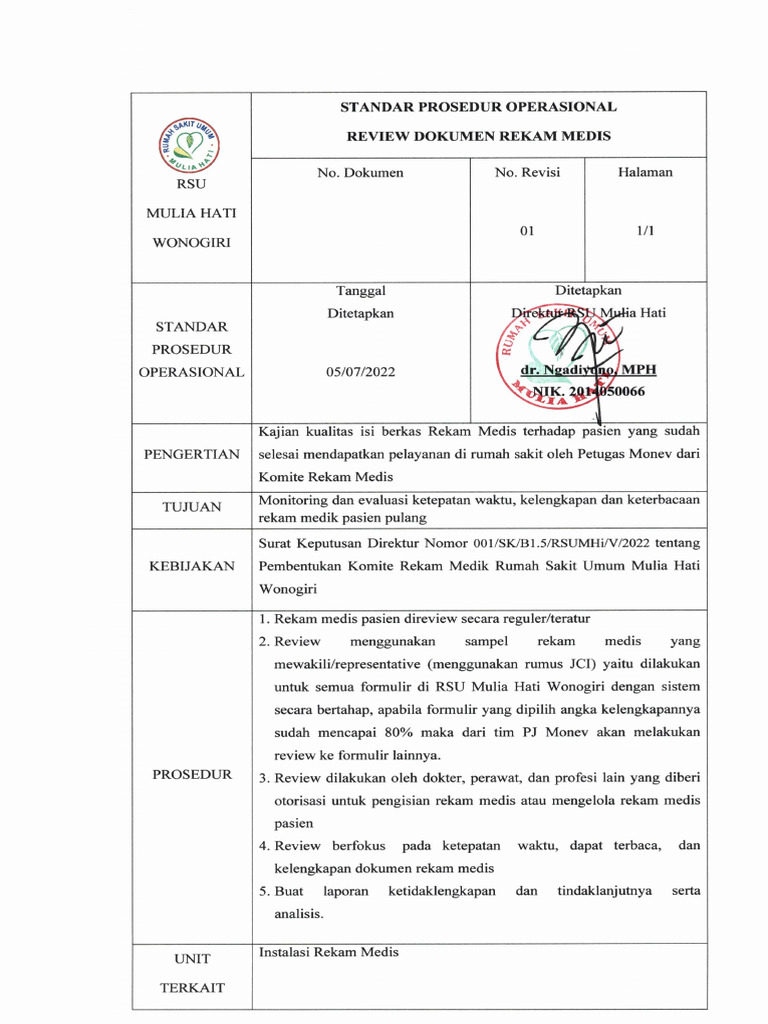 Spo Review Dokumen Rekam Medis | PDF