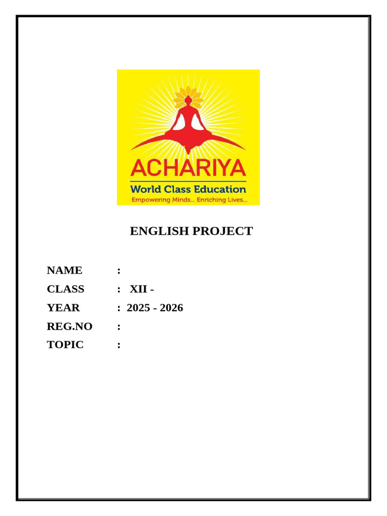 Class XII English Project Submission | PDF