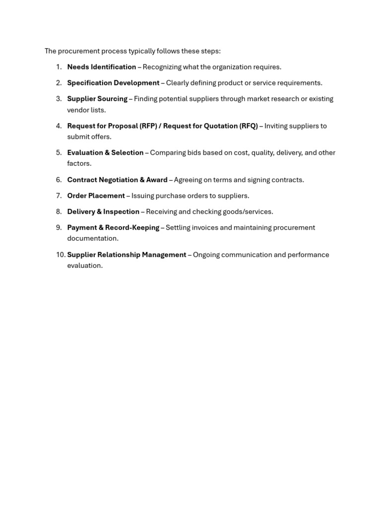Essential Steps in the Procurement Process | PDF