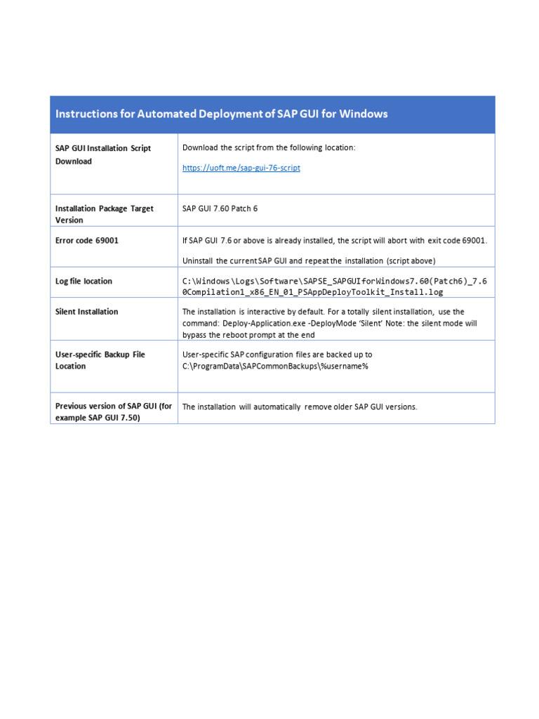 Automated SAP GUI 7.60 Installation Guide | PDF | Installation ...