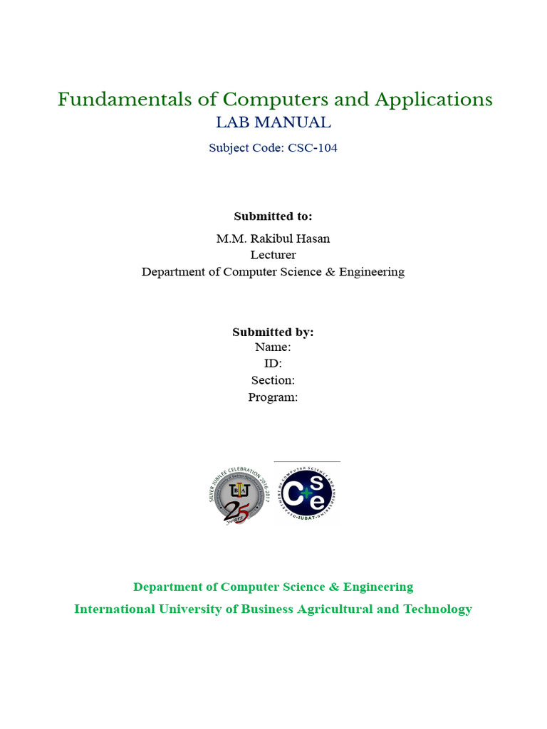 Computer Fundamentals Lab Manual | PDF | Microsoft Word | Microsoft Excel