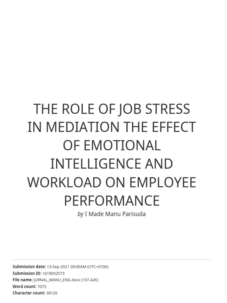 The Role of Job Stress in Mediation The Effect of Emotional ...