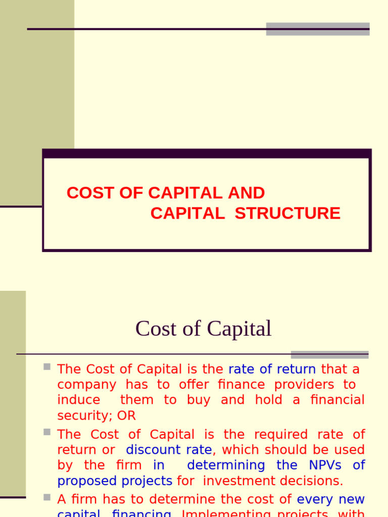 MC 401 (Cost of Capital and Capital Structure) | PDF | Cost Of Capital ...