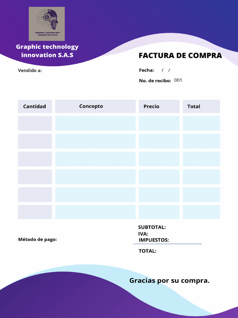Factura Orden de Compra Simple Azul | PDF