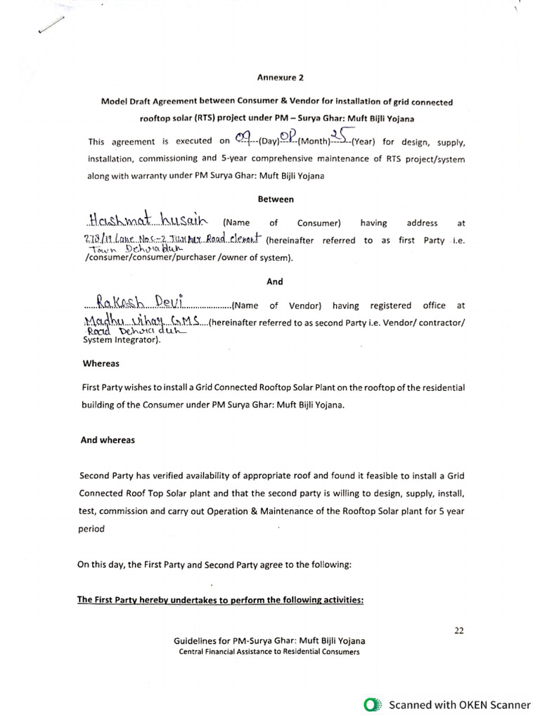 Hashmat Hussain Aggrement | PDF