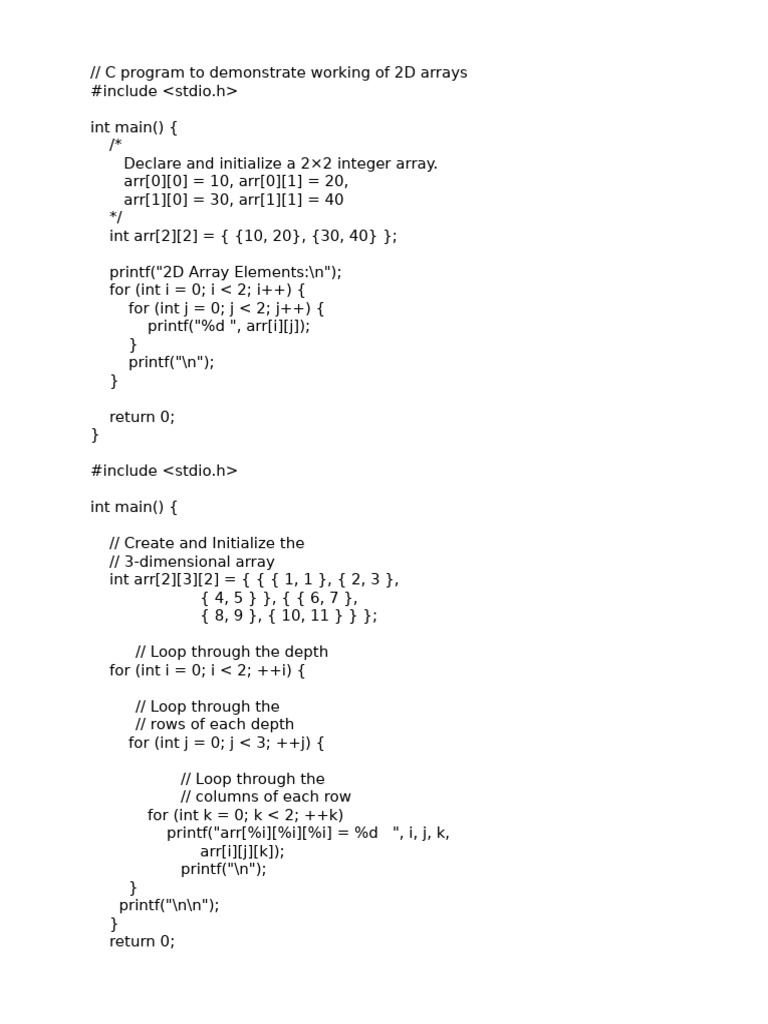 C Programs for 2D Array Operations | PDF | Integer (Computer Science ...