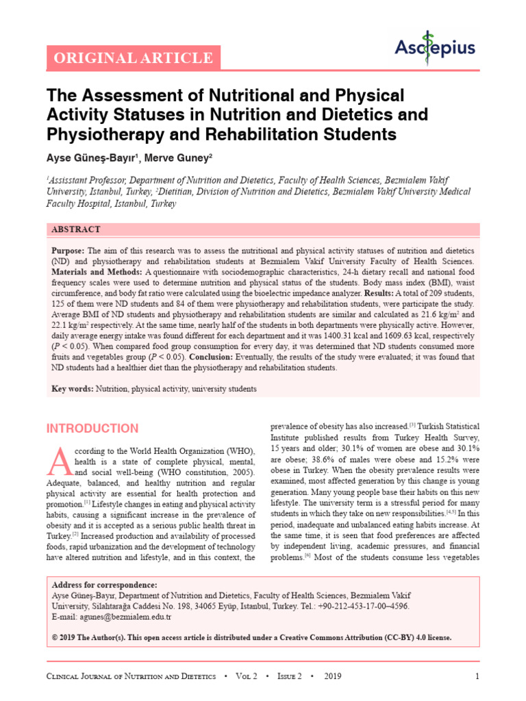 Nutritional Status of Health Students | PDF | Body Mass Index ...