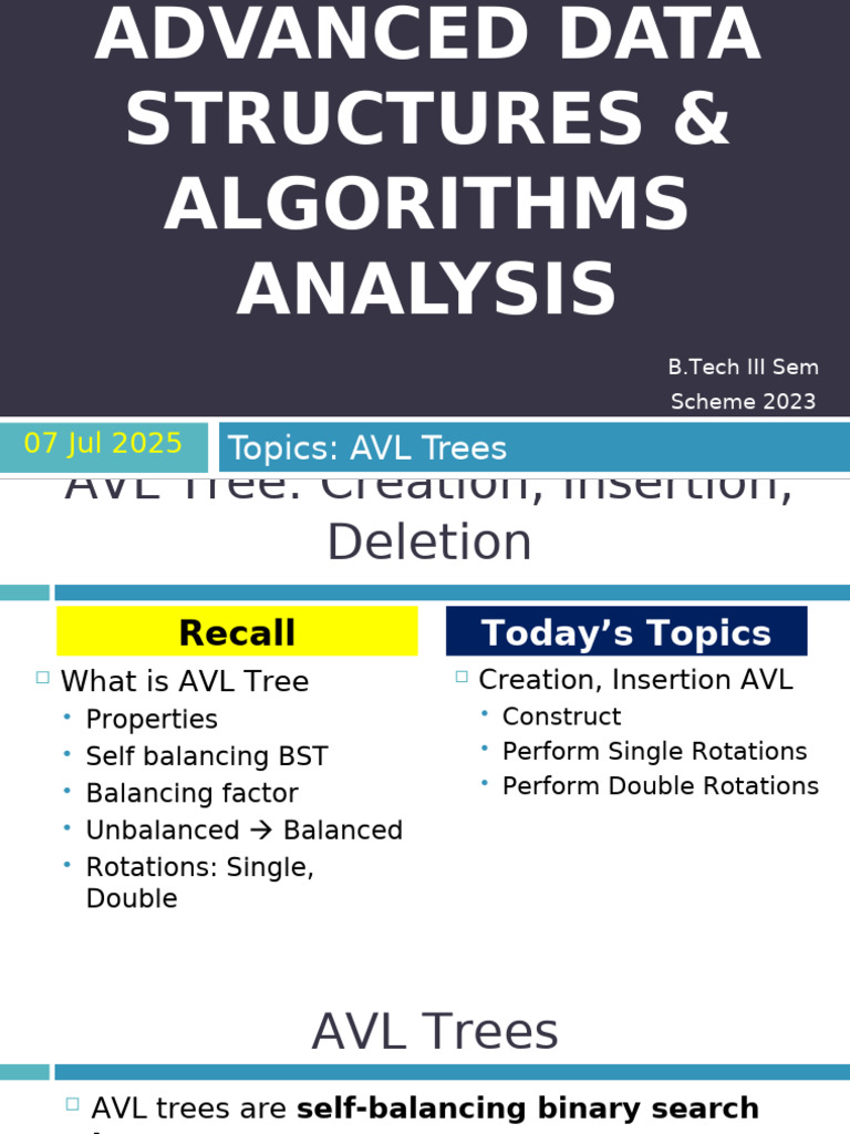 Understanding AVL Trees: Balancing & Rotations | PDF | Algorithms ...