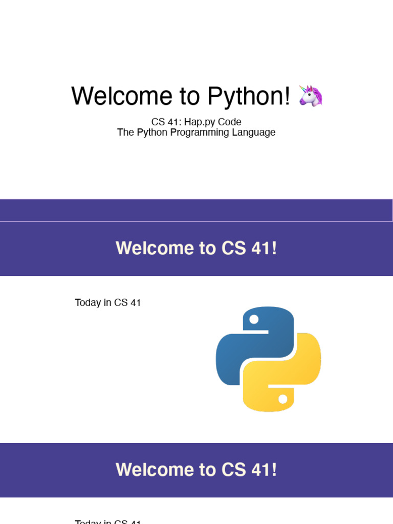 Introduction to CS 41: Python Basics | PDF | Integer (Computer Science ...