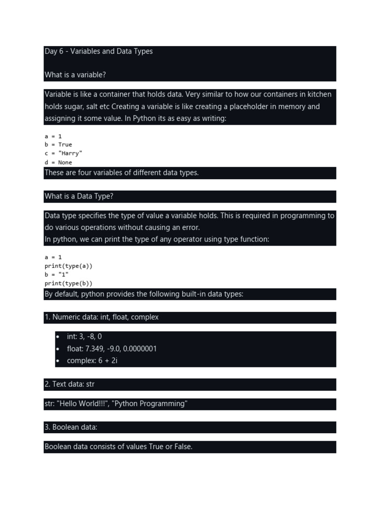 Python Variables and Data Types Guide | PDF