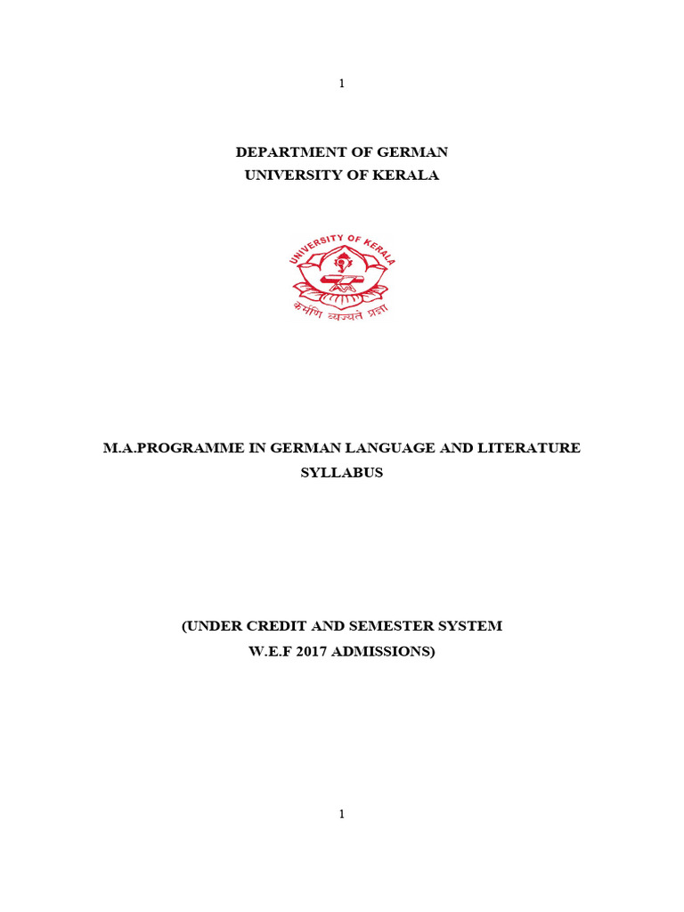 German Language and Literature Syllabus | PDF