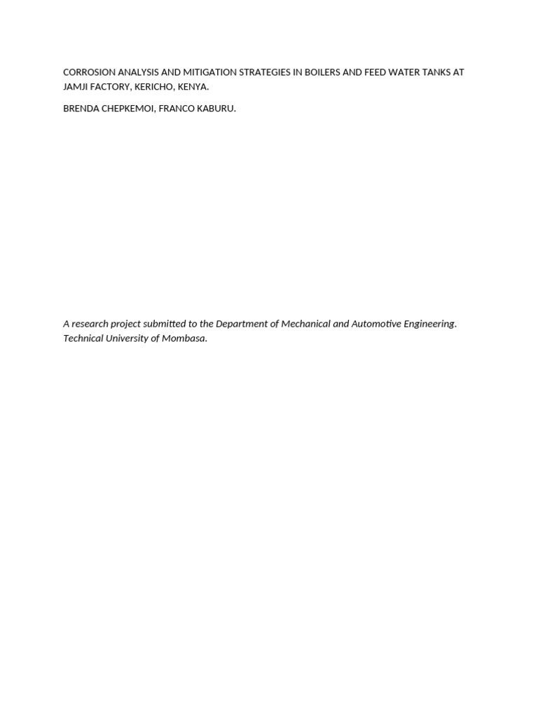 A Case Study On Corrosion in Boilers and Feed Water Tanks (2) - 1 | PDF ...