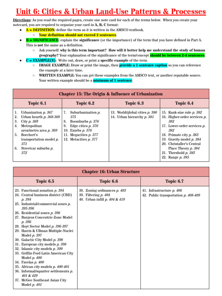 Unit 6 Key Terms Concepts 23 24 | PDF