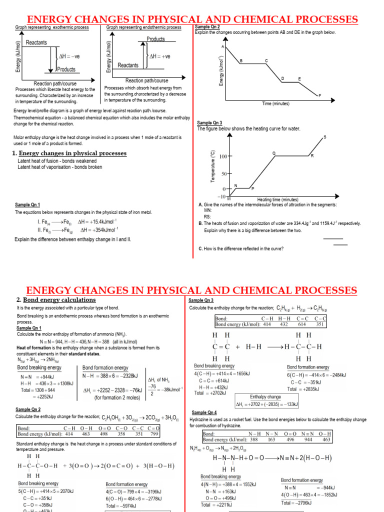 Energy Changes in Chemical Processes | PDF | Enthalpy | Chemical Reactions