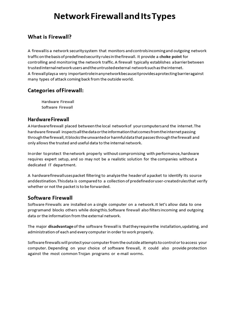 Types of Network Firewalls Explained | PDF | Firewall (Computing ...